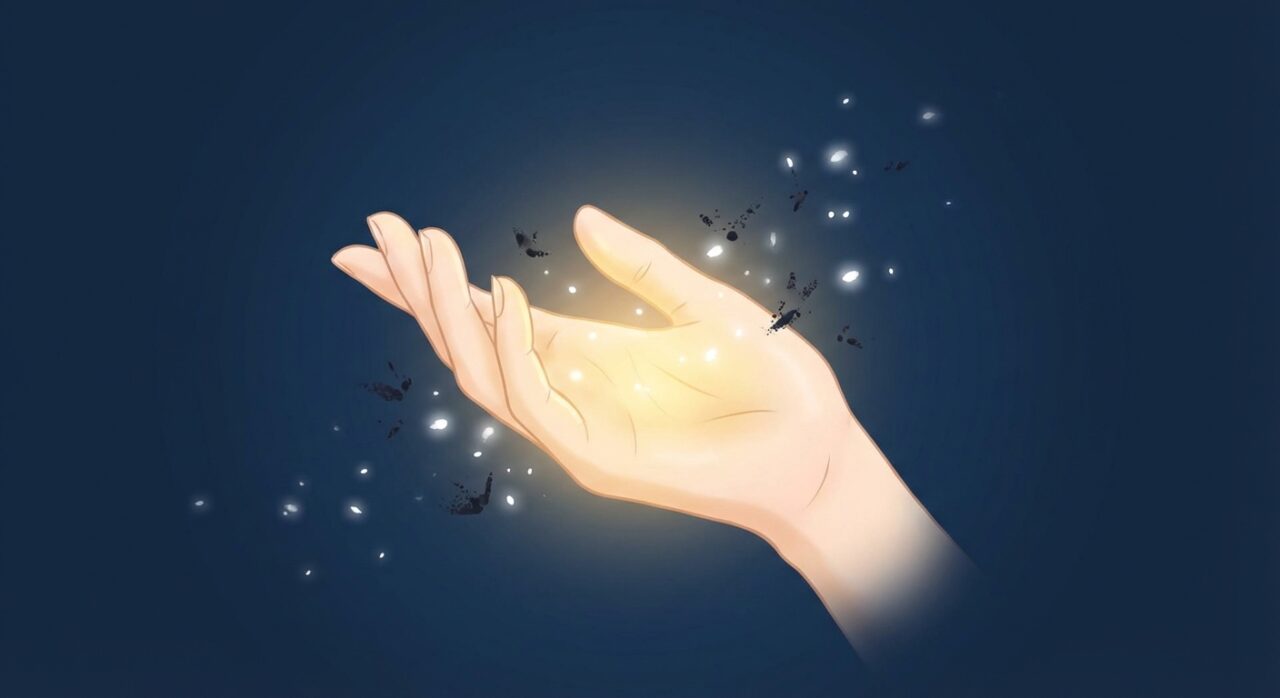 虫を退治して達成感を感じている手のイラスト