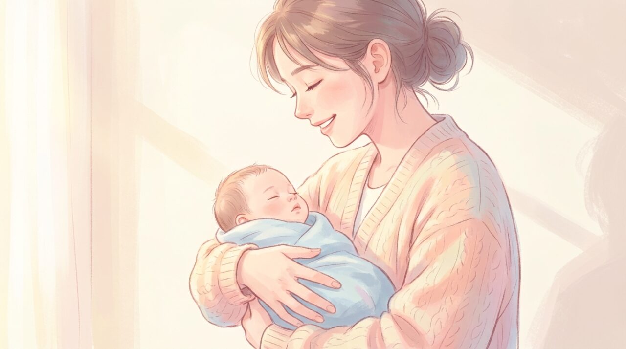 赤ちゃんを抱っこする夢のイメージイラスト